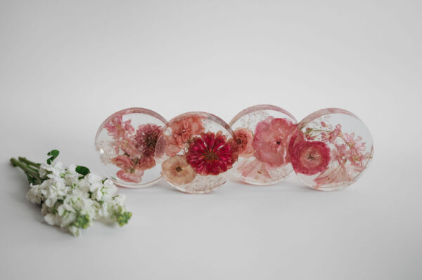 Pink Floral and Sequin Coaster Set (Set of 4) - Image 3