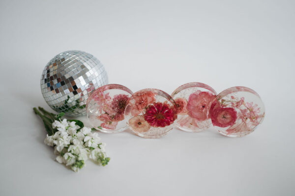 Pink Floral and Sequin Coaster Set (Set of 4) - Image 2